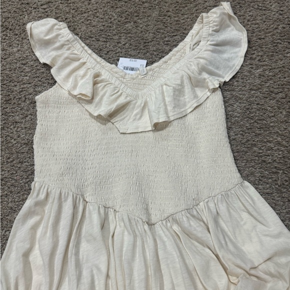 NWT American Eagle Outfitters sun chaser drop waist Cream Ruffle Midi Dress - Picture 7 of 7